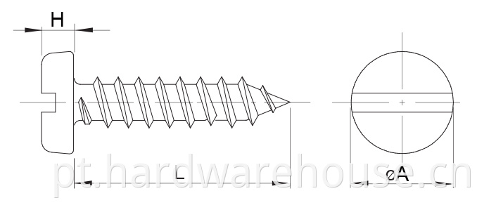 Drawing Self Tapping Screw Slotted Drive D7971